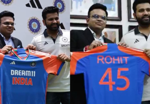 BCCI secretary Jay Shah and captain Rohit Sharma unveil new India jersey, video gone viral 