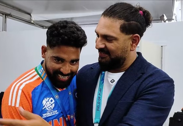 ICC T20 World Cup 2024: Yuvraj Singh presents fielding medal to Mohammed Siraj after stunning catch