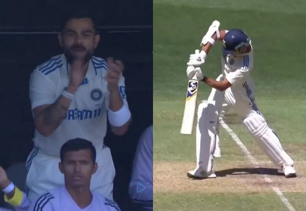 BGT 2024-25: Watch, How Virat Kohli celebrates Yashasvi Jaiswal's cover drive off Mitchell Starc? 