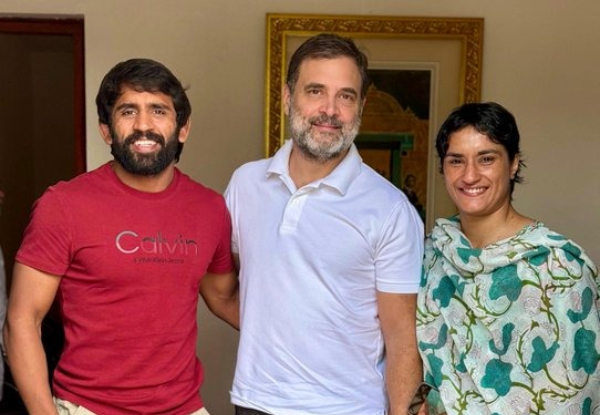 Olympians Vinesh Phogat and Bajrang Punia join Congress in lead-up to Haryana assembly elections